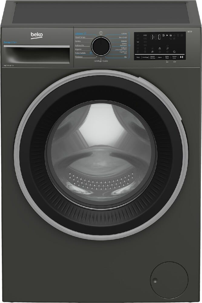 Beko AMBSU372M Lavatrice a carica frontale a libera installazione, 60 cm, capacità 7 kg, classe A, grigio Manhattan