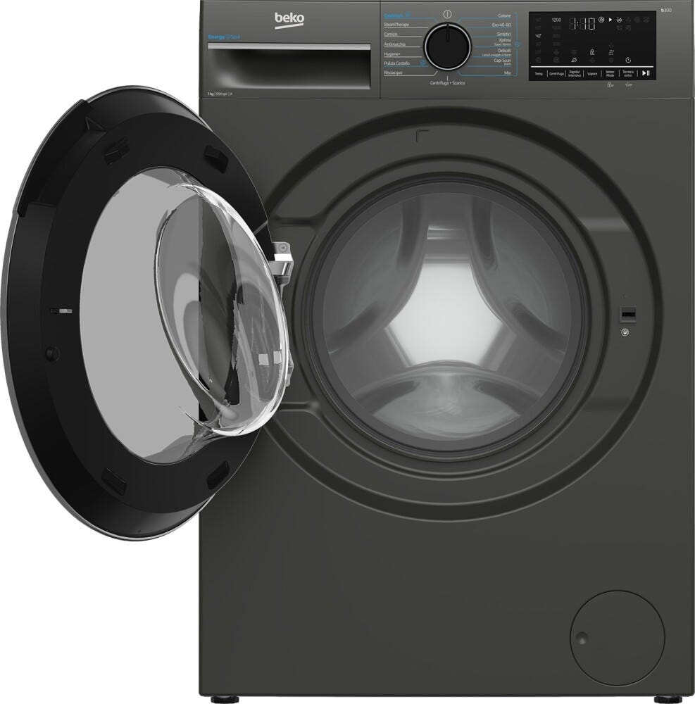 Beko AMBSU372M Lavatrice a carica frontale a libera installazione, 60 cm, capacità 7 kg, classe A, grigio Manhattan