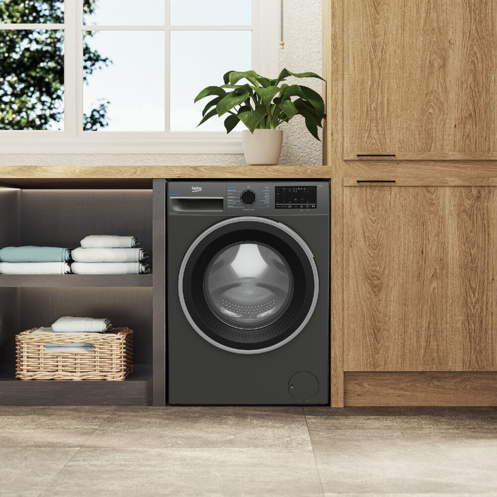 Beko AMBSU372M Lavatrice a carica frontale a libera installazione, 60 cm, capacità 7 kg, classe A, grigio Manhattan