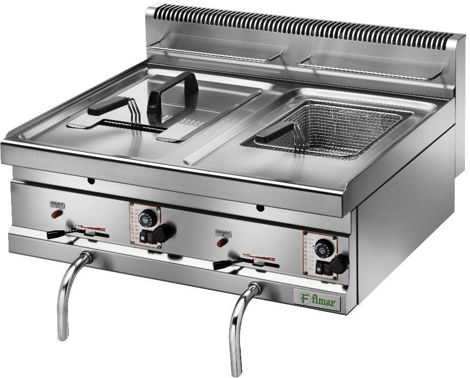 Fimar SF10DM Friggitrice a gas con rubinetto e cestello grande - lt. 10 + 10