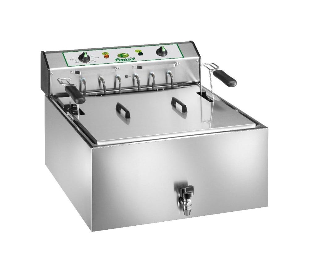 Fimar SF25P Friggitrice elettrica con rubinetto e cestello grande - lt. 25