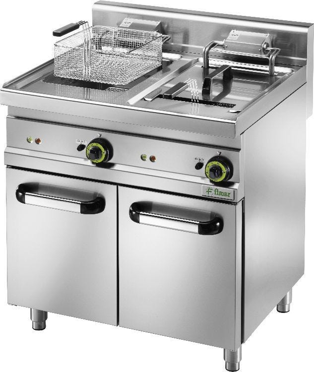 Fimar SFM18D Friggitrice elettrica con rubinetto e cestello grande - lt. 18 + 18