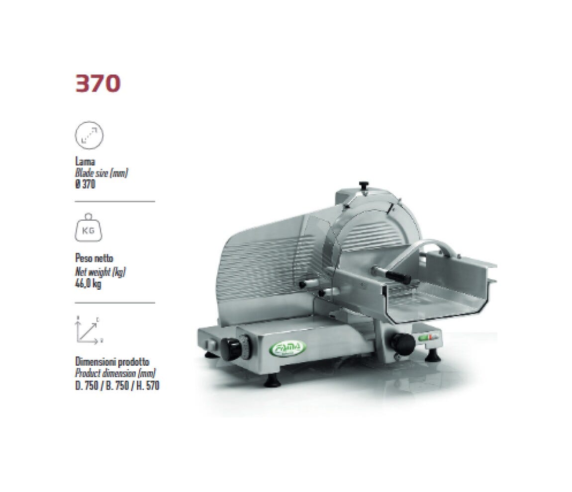 Fama FAC371 Affettacarne 370, Monofase, Lama Ø370 mm, trasmissione a cinghia