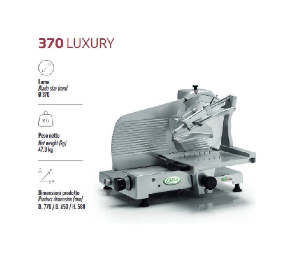 Fama FA371 Luxury Affettatrice Verticale 370, Monofase, Lama Ø370 mm, trasmissione a cinghia in poliestere