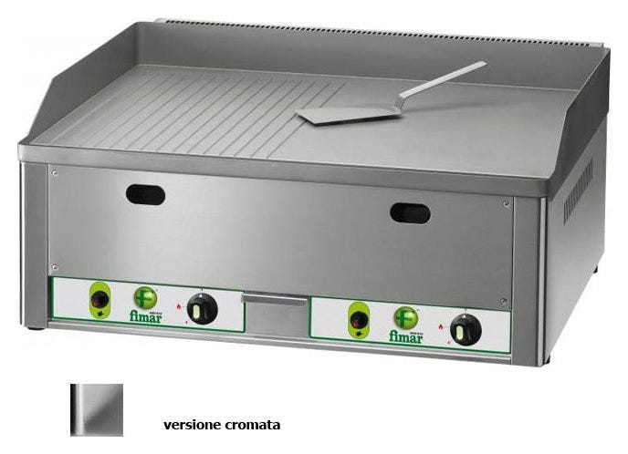Fimar FRY2LRMC Fry top doppio a gas liscio e rigato - inox cromato