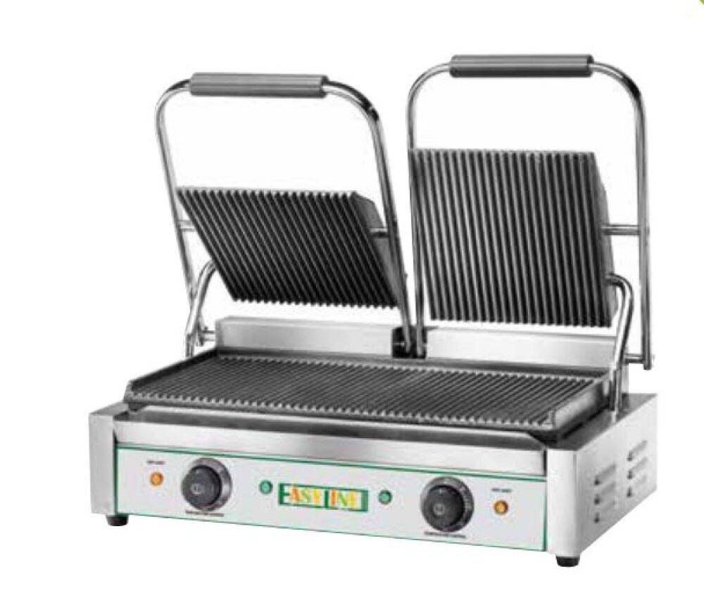 Fimar EG03 EASYLINE Piastra di cottura, doppia piastra rigata in ghisa, 3600 W, termostato 0–300 °C