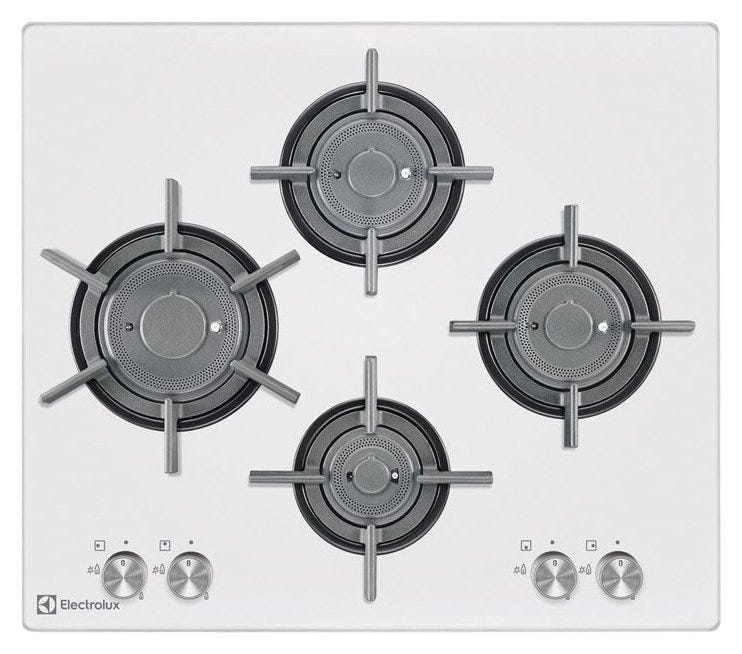 Electrolux PVF645UOB GAS ON GLASS VERTICALFLAME Piano cottura cm. 60 - cristallo bianco