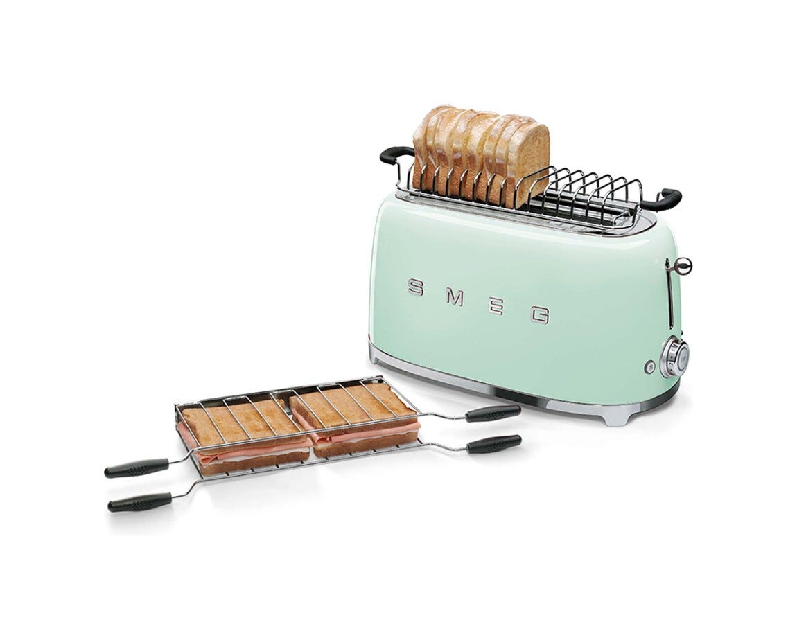Smeg Selection TSF02PGEU 50's Style Tostapane 2x4 fette - verde pastello Lucido