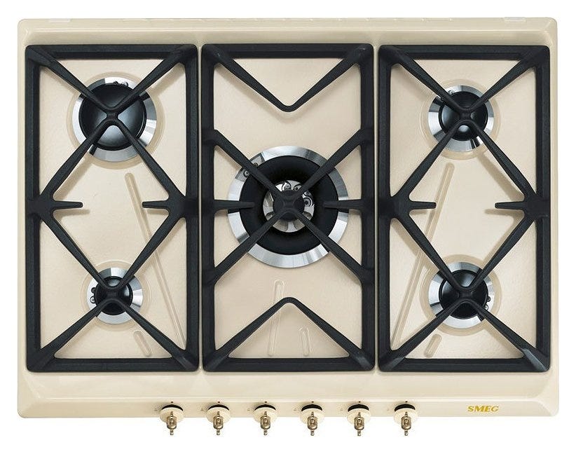 Smeg SRV876POGH COLONIALE Piano cottura cm. 70 - panna