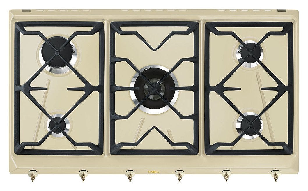 Smeg SRV896POGH COLONIALE Piano cottura cm. 90 - panna