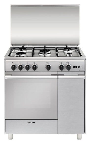 Glem UQ855VI UNICA Cucina da accosto cm. 80 x 50 - inox 5 fuochi - 1 forno a gas - stipetto