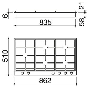 Barazza 1PBF95 B_FREE Piano cottura a gas - cm 90 - inox