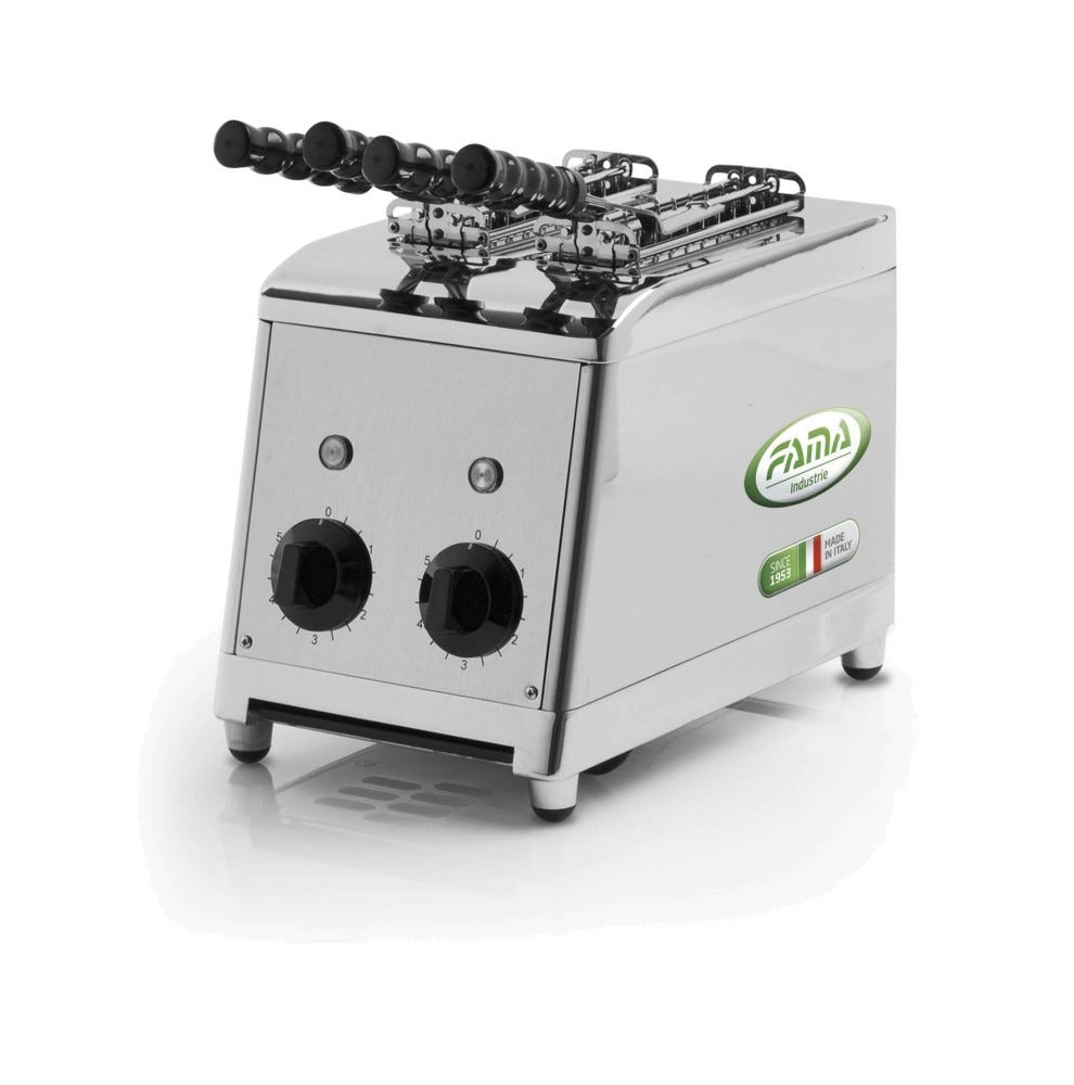 Fama MTP100 Cottura Tostapane 2 pinze inox, forni verticali indipendenti, struttura inox