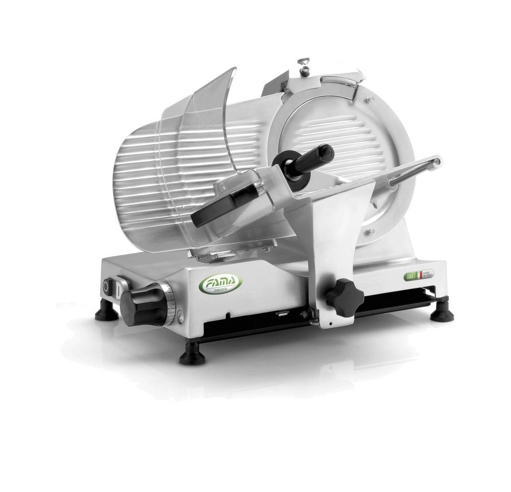 Fama FA253 Luxury Affettatrice a Gravità, Trasmissione a cinghia, lama Ø250 mm, affilatoio incorporato
