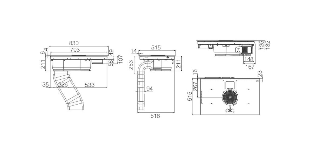 Elica NIKOLATESLA ONE BL/A/83 Piano cottura induzione aspirante 83 cm, 4 zone cottura, cappa integrata aspirante classe A+, 9 velocità, Touch Control, Bridge Zone, vetro nero