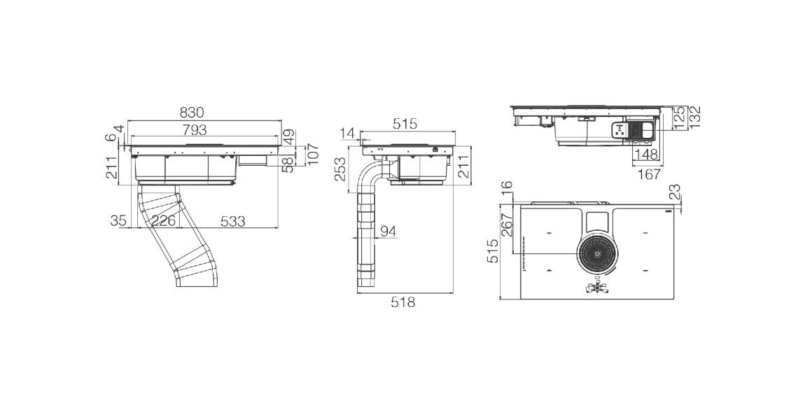 Elica NIKOLATESLA ONE BL/A/83 Piano cottura induzione aspirante 83 cm, 4 zone cottura, cappa integrata aspirante classe A+, 9 velocità, Touch Control, Bridge Zone, vetro nero