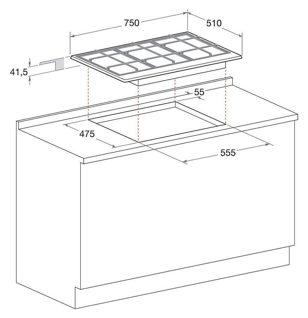 Hotpoint Ariston FTGHL 751 D/IX/HA Piano cottura a gas cm. 75 - inox