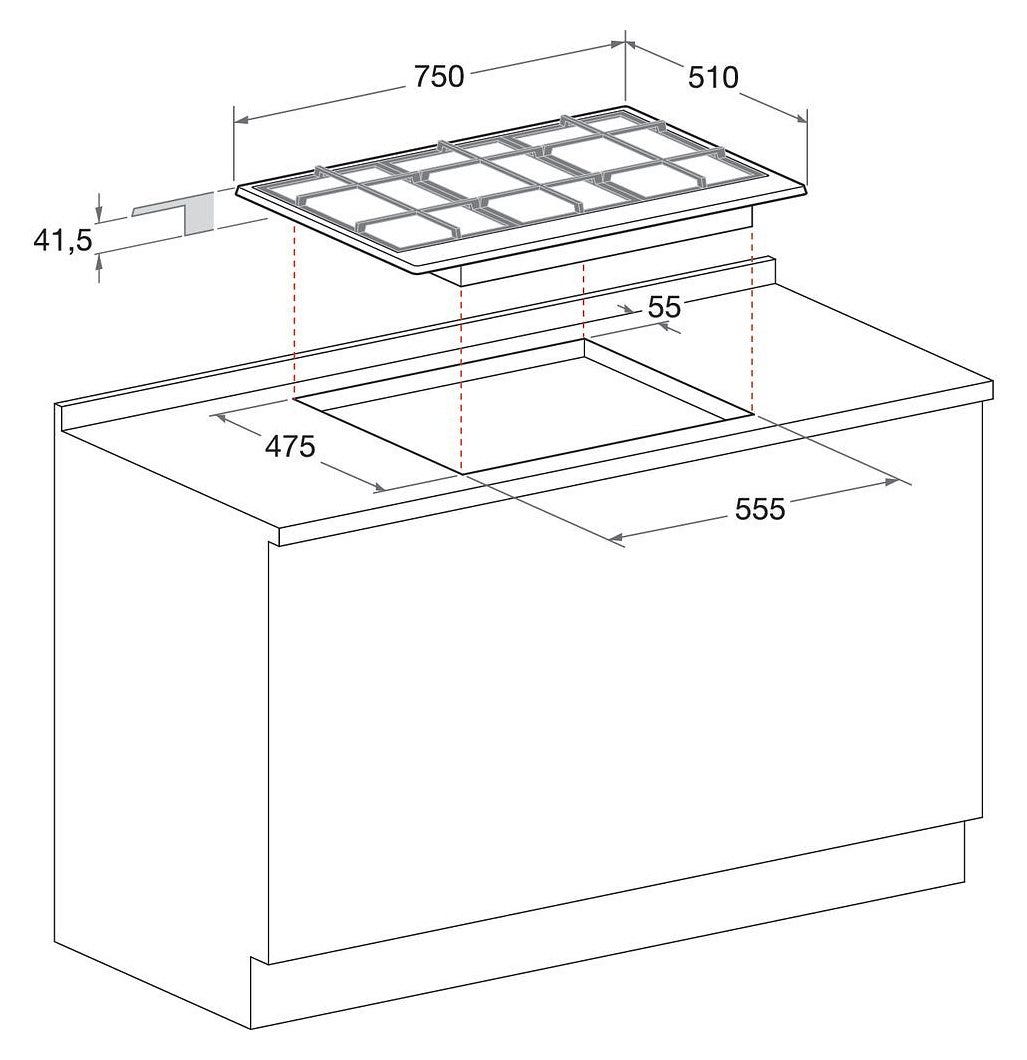 Hotpoint Ariston FTGHL 751 D/IX/HA Piano cottura a gas cm. 75 - inox
