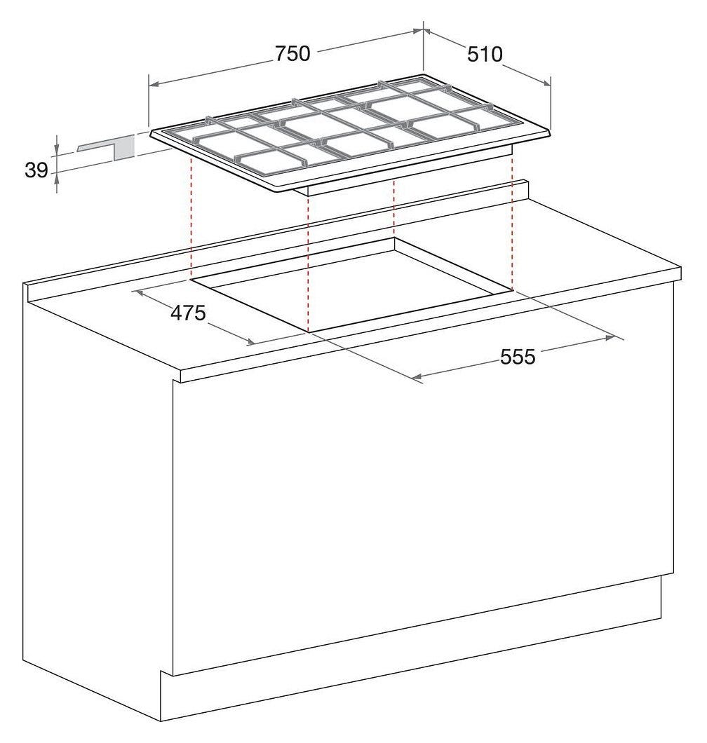 Hotpoint Ariston PCN 752 T/IX/HA Piano cottura a gas da incasso cm 75 - inox